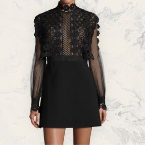 SELF-PORTRAIT Long Sleeve Flower Embroidery Patchwork Lace Dress NWOT LINED SZ 4